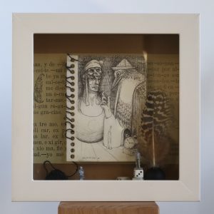 caja poema Ten Cuidado Luis Manuel García Cruz assemblage dibujo a tinta
