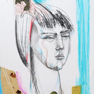 obra Los mecanismos del fuego Luis Manuel García Cruz dibujo collage contemporáneo retrato